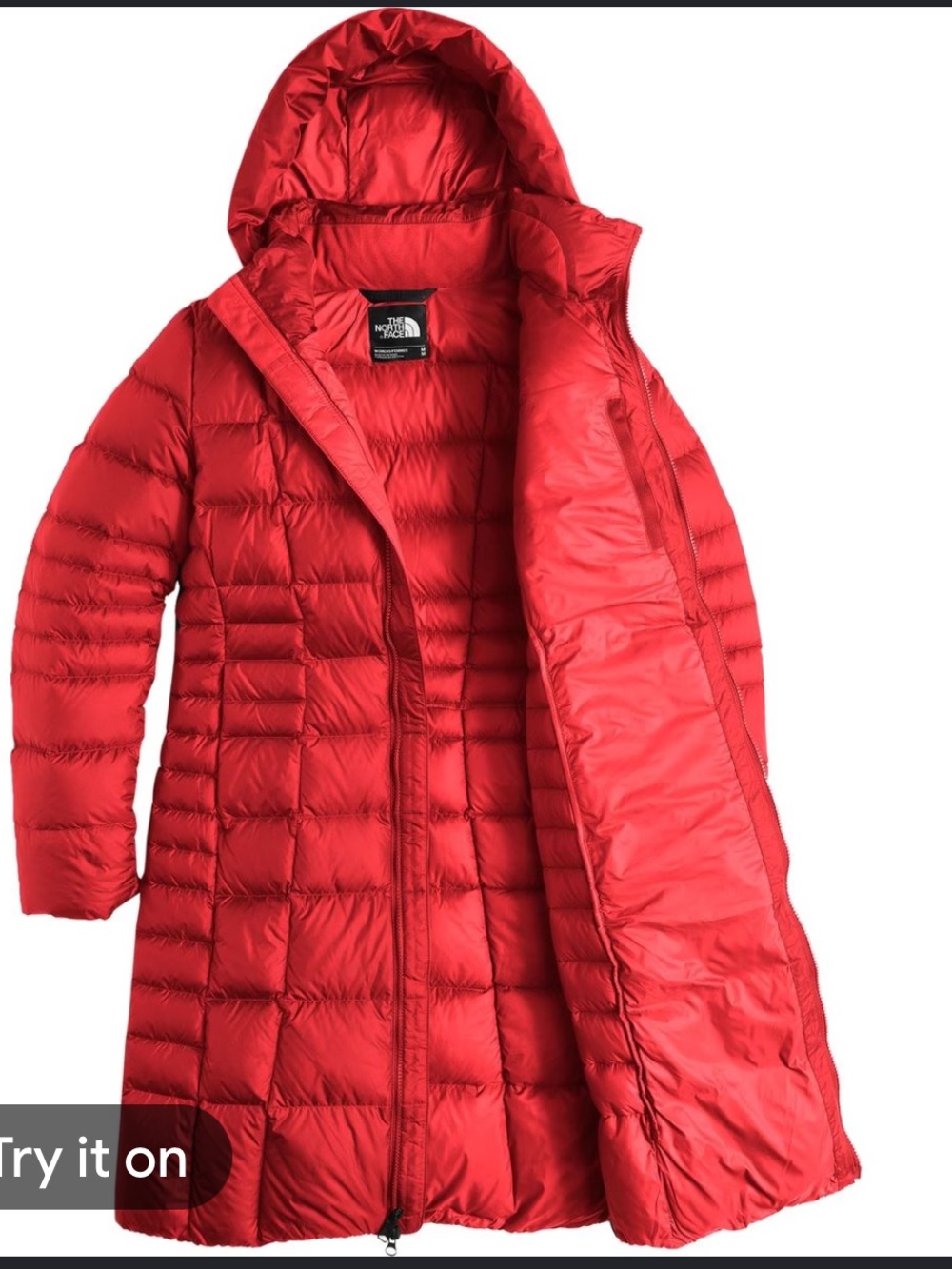The North Face Metropolis ll Parka Red Hooded Long Puffer Coat